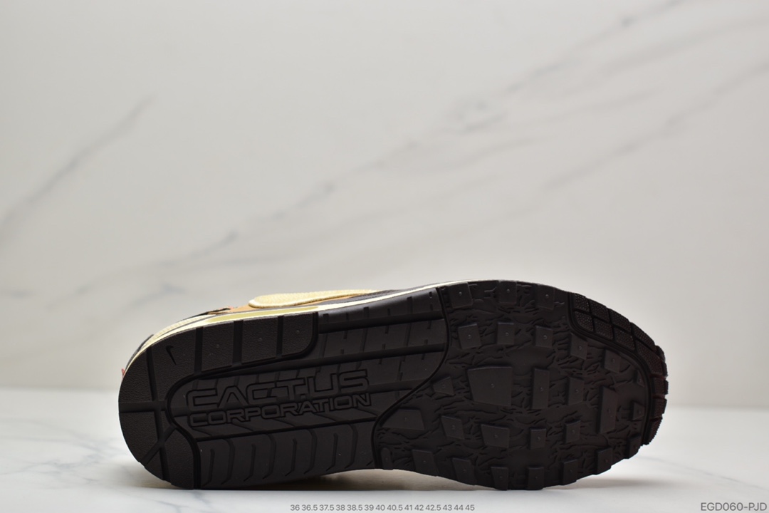 400 联名倒钩Travis Scott x Nike Air Max 1”Cactus Jack”改版款低帮复古百搭休闲运动慢跑鞋“深棕麦黄米倒钩”DO9392-700