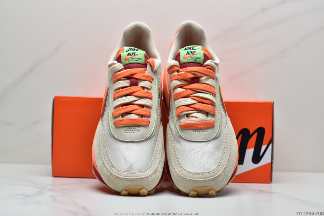 290 CLOT x Sacai x Nike LDV Waffle”Net/Orange Blaze-Deep Red-Green”DH1347-100