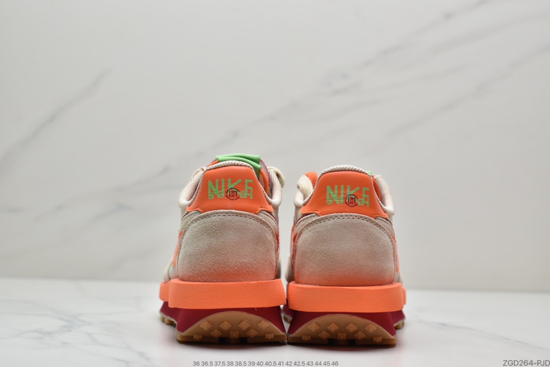 290 CLOT x Sacai x Nike LDV Waffle”Net/Orange Blaze-Deep Red-Green”DH1347-100