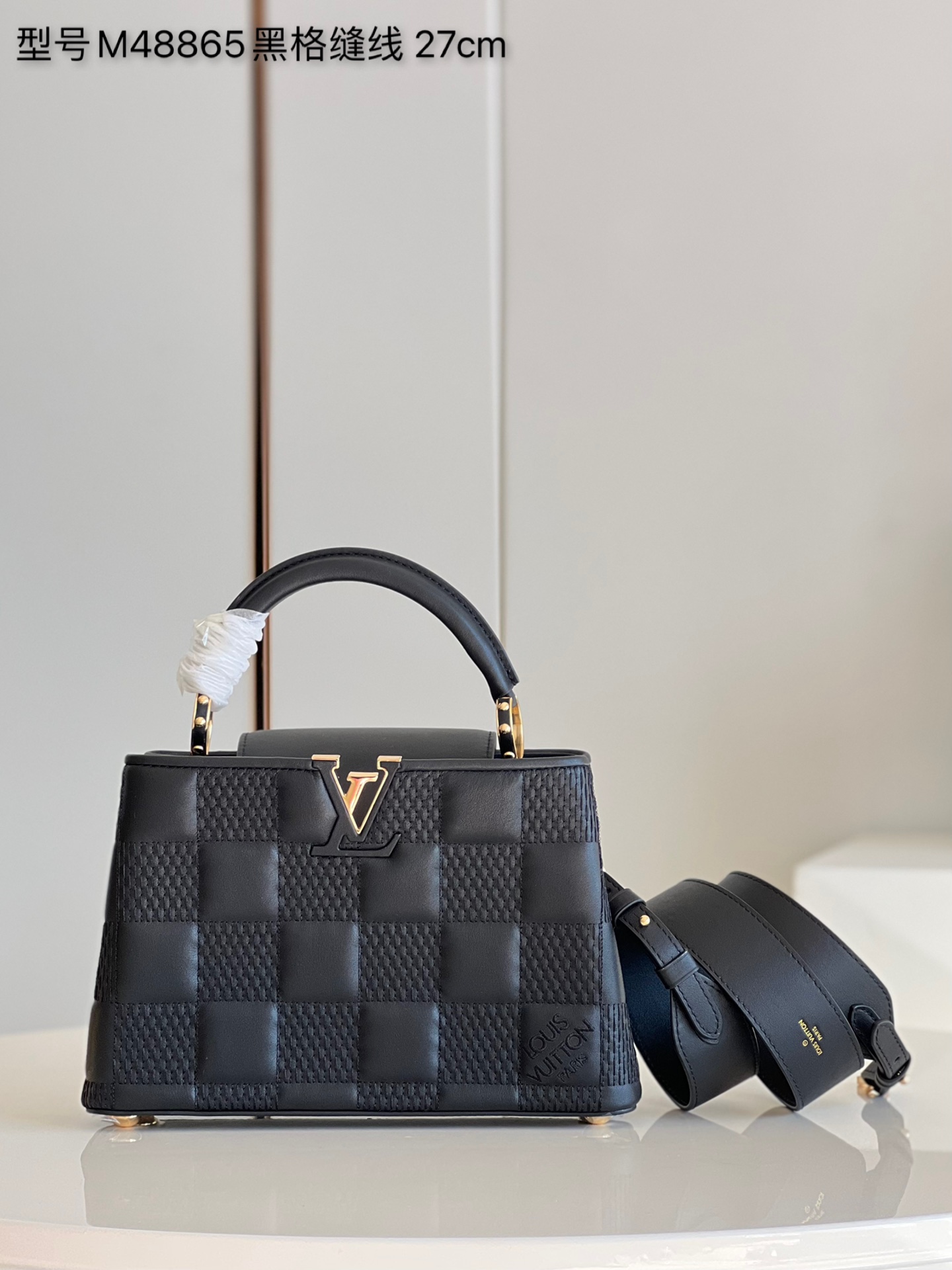 Louis Vuitton LV Capucines Bags Handbags Black Grid Taurillon Snake Skin M48865