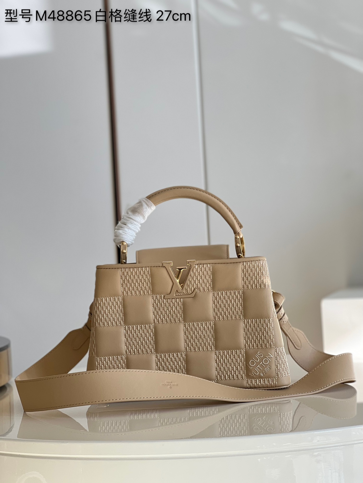 Louis Vuitton LV Capucines Bags Handbags White Damier Azur Snake Skin M48865