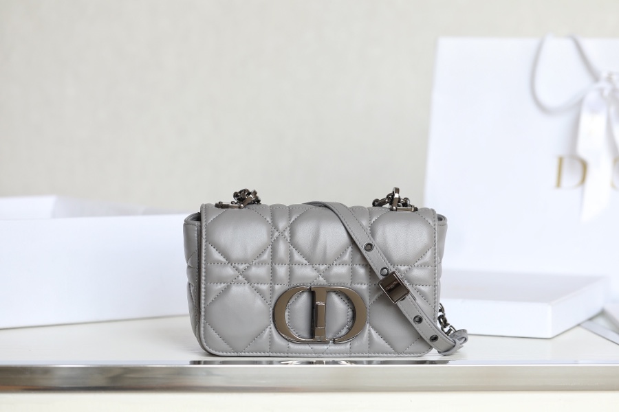 Dior Caro Bags Handbags Grey Embroidery Cowhide Chains