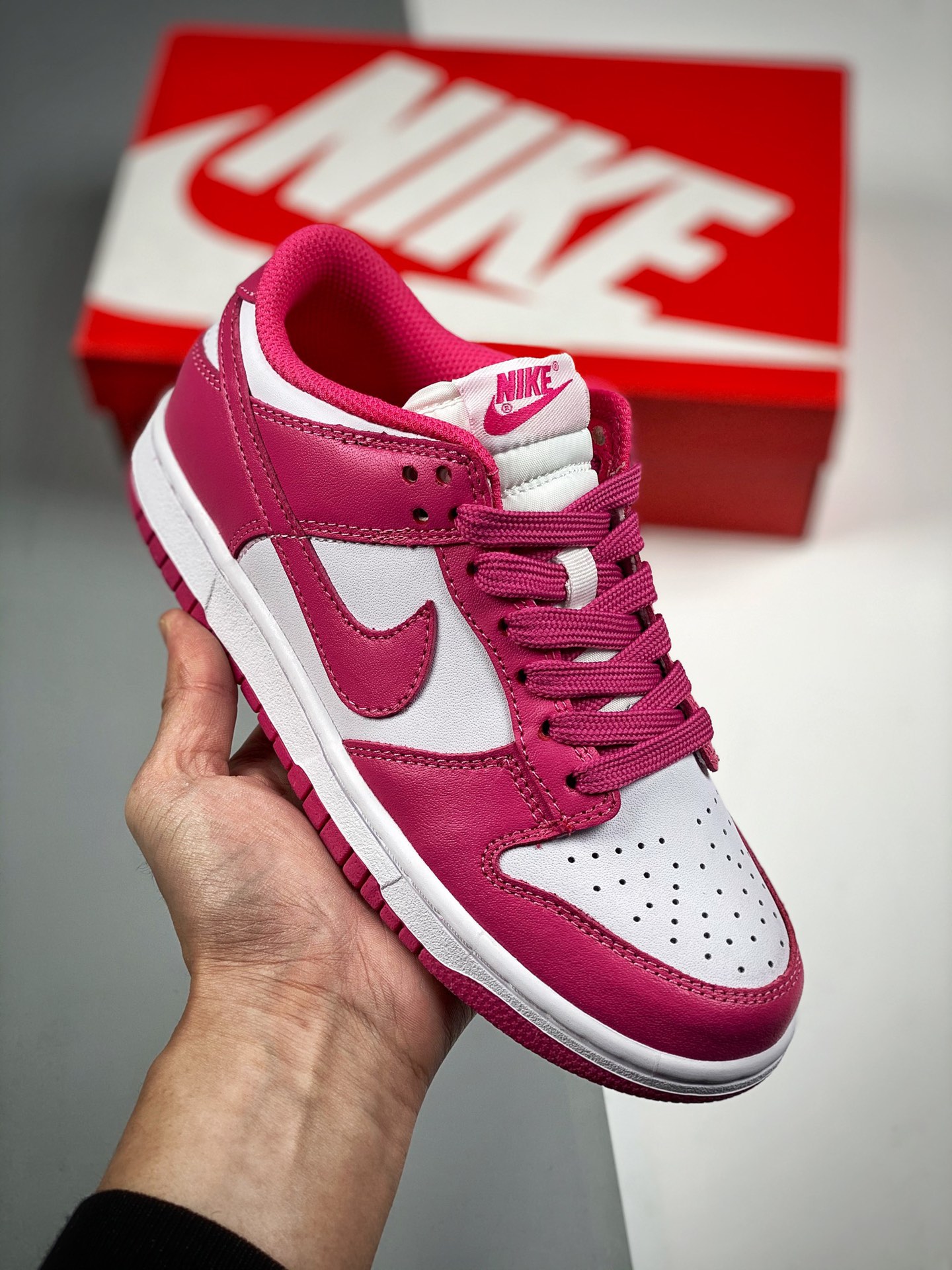 Nike SB Dunk Low "Archeo Pink" rosa intenso, material original de primera capa, forma exclusiva procesada por destilaci…