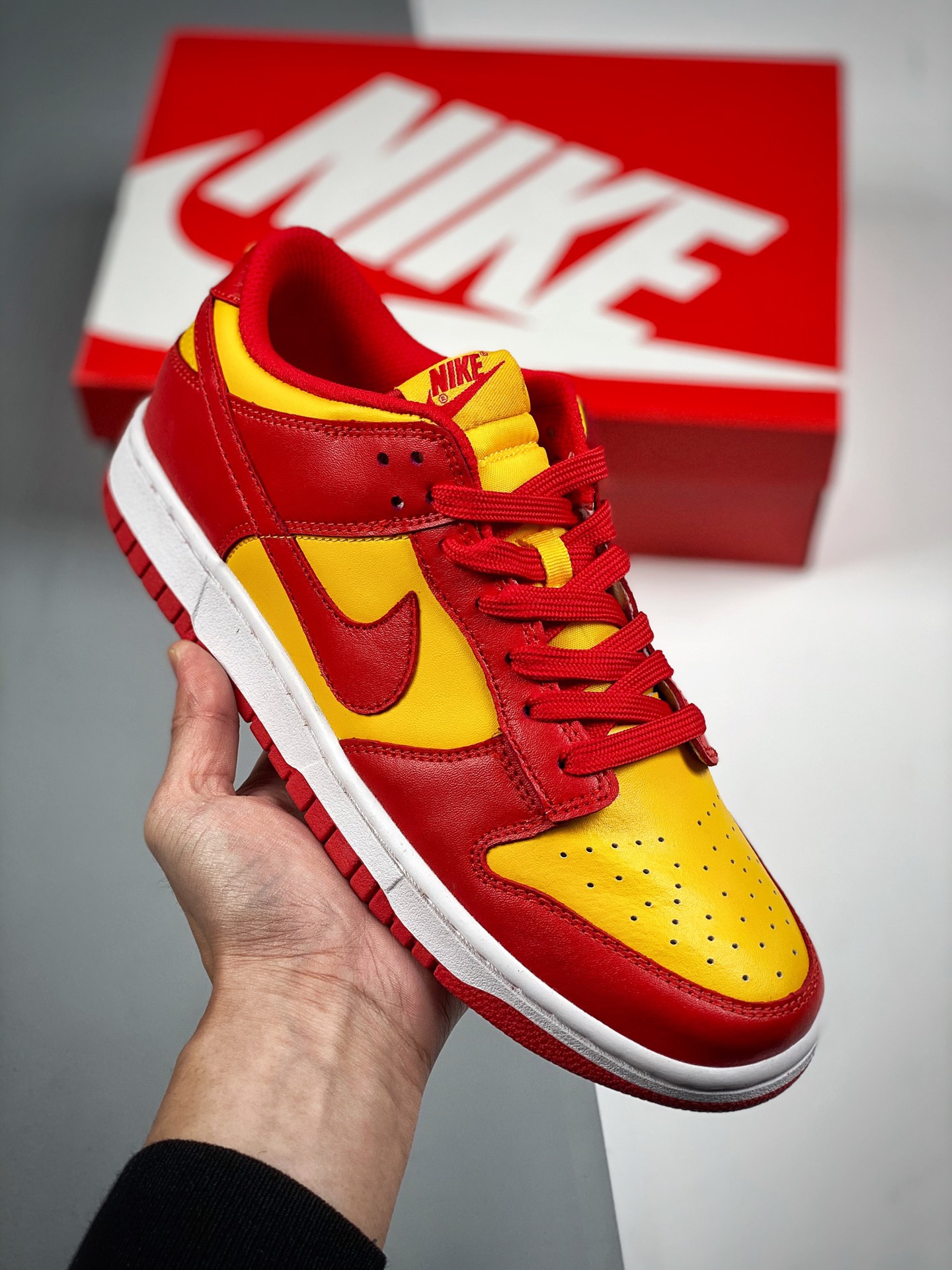 Nike Dunk Low "Midas Golo" Rojo vino y dorado. Material de capa superior original, procesamiento de destilación con for…
