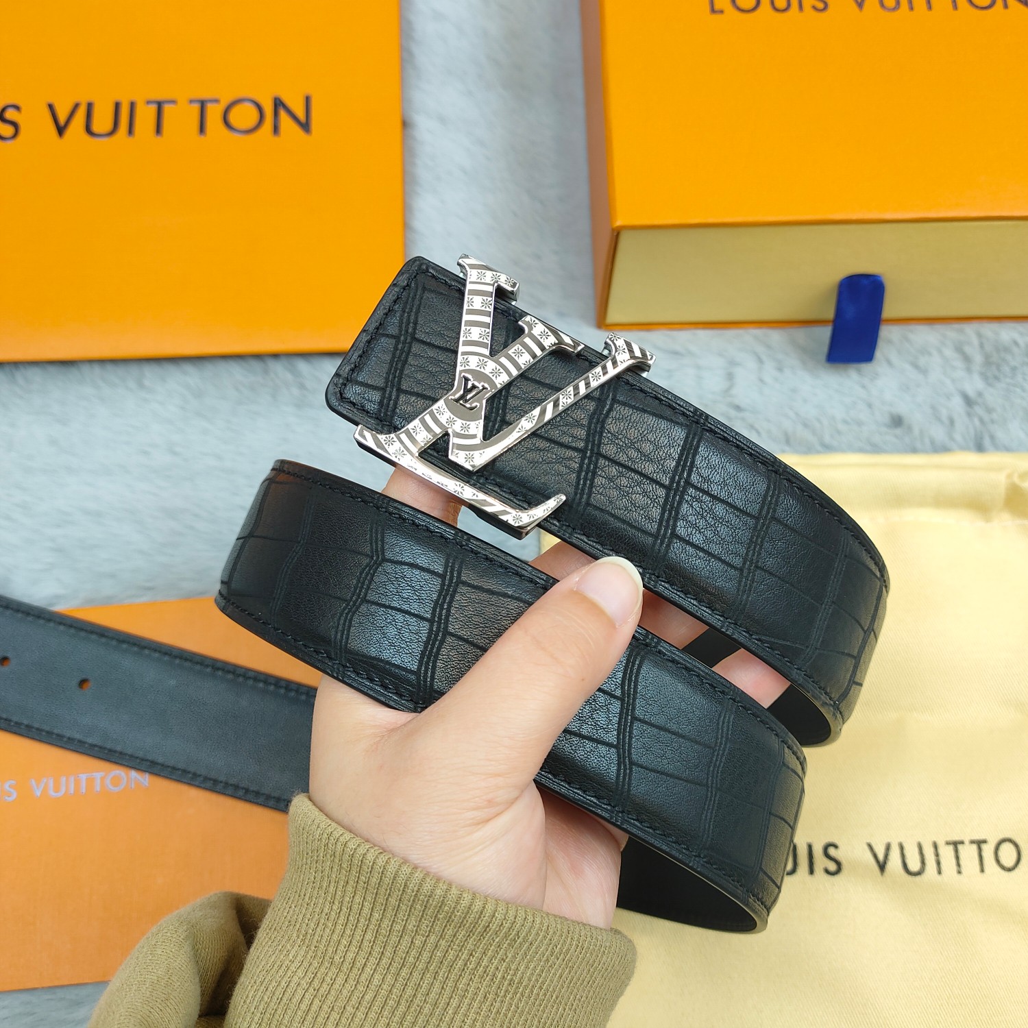 Lv头层牛皮鹿皮纹上身效果超级棒带身宽3.8cm