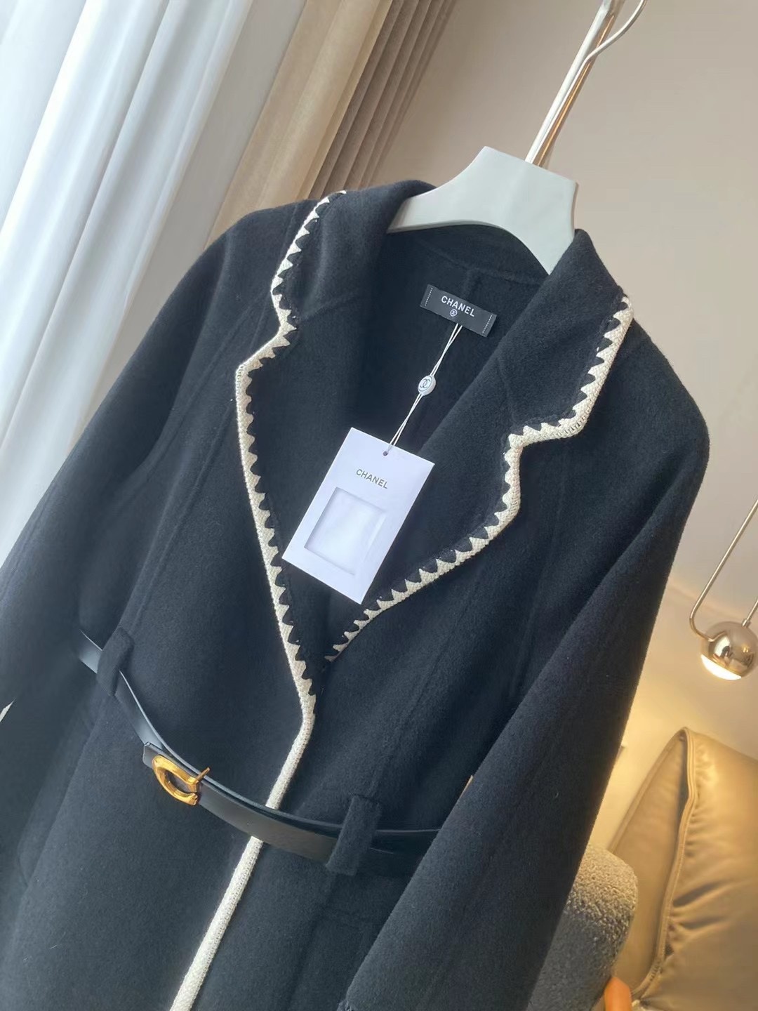 chanel小香风提花包边羊绒大衣C