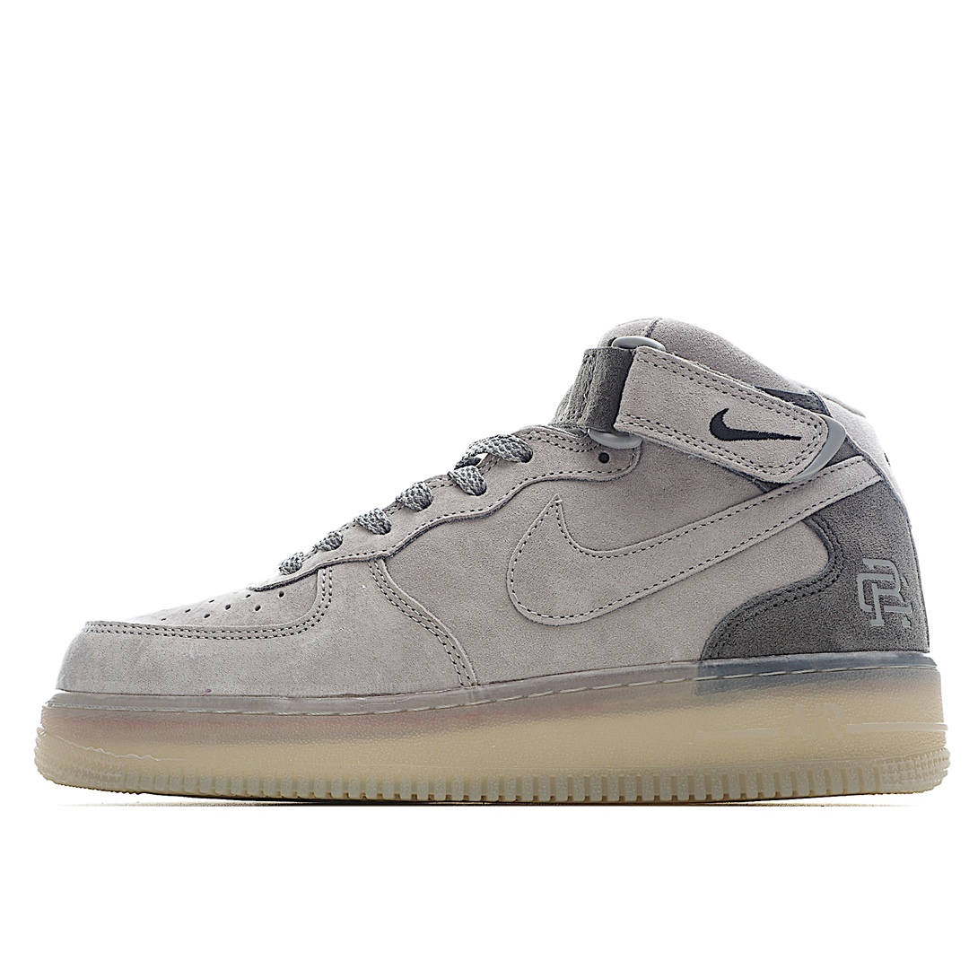 H5 公司级 空军卫冕冠军联名款 Reigning Champ x Nike Air Force 1 Mid ’07空军一号中帮运动休闲板鞋 唯一正确联名灰色原盒正确官方同源麂皮