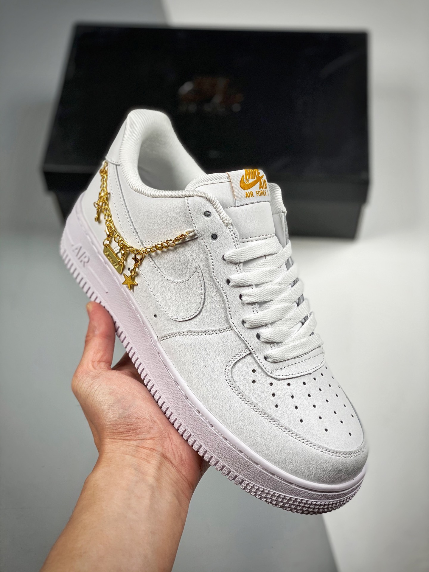 Nike Air Force 1 Low Blanco, Cadena, Horma y Plantilla Originales, Auténtica Forma de Air Force, Enfocado en el Canal d…