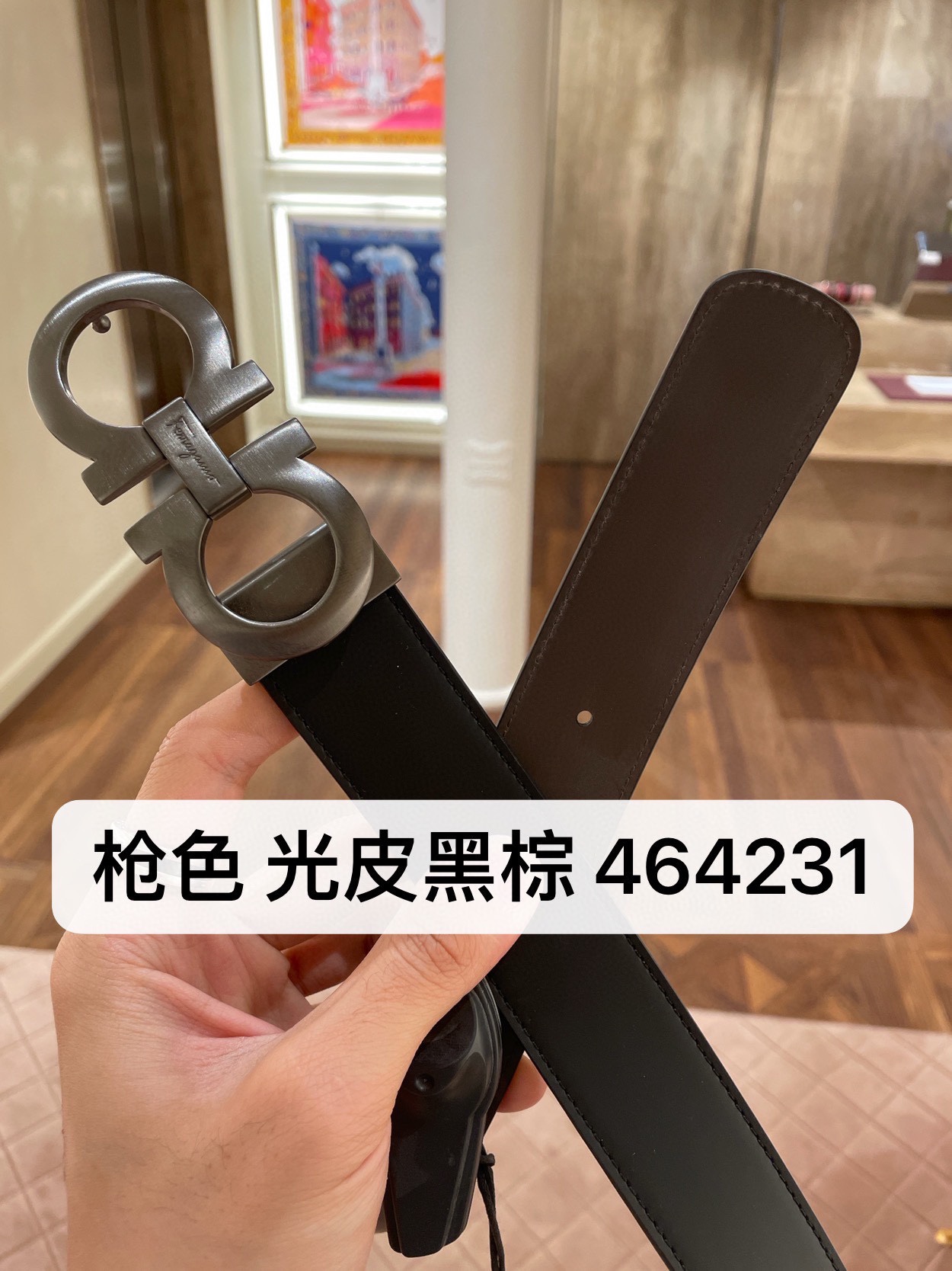 Ferragamo 国现 Ferragamo菲拉格慕 男士皮带 枪色黑棕 双面可用，可自由裁剪 尺码更合身，附件