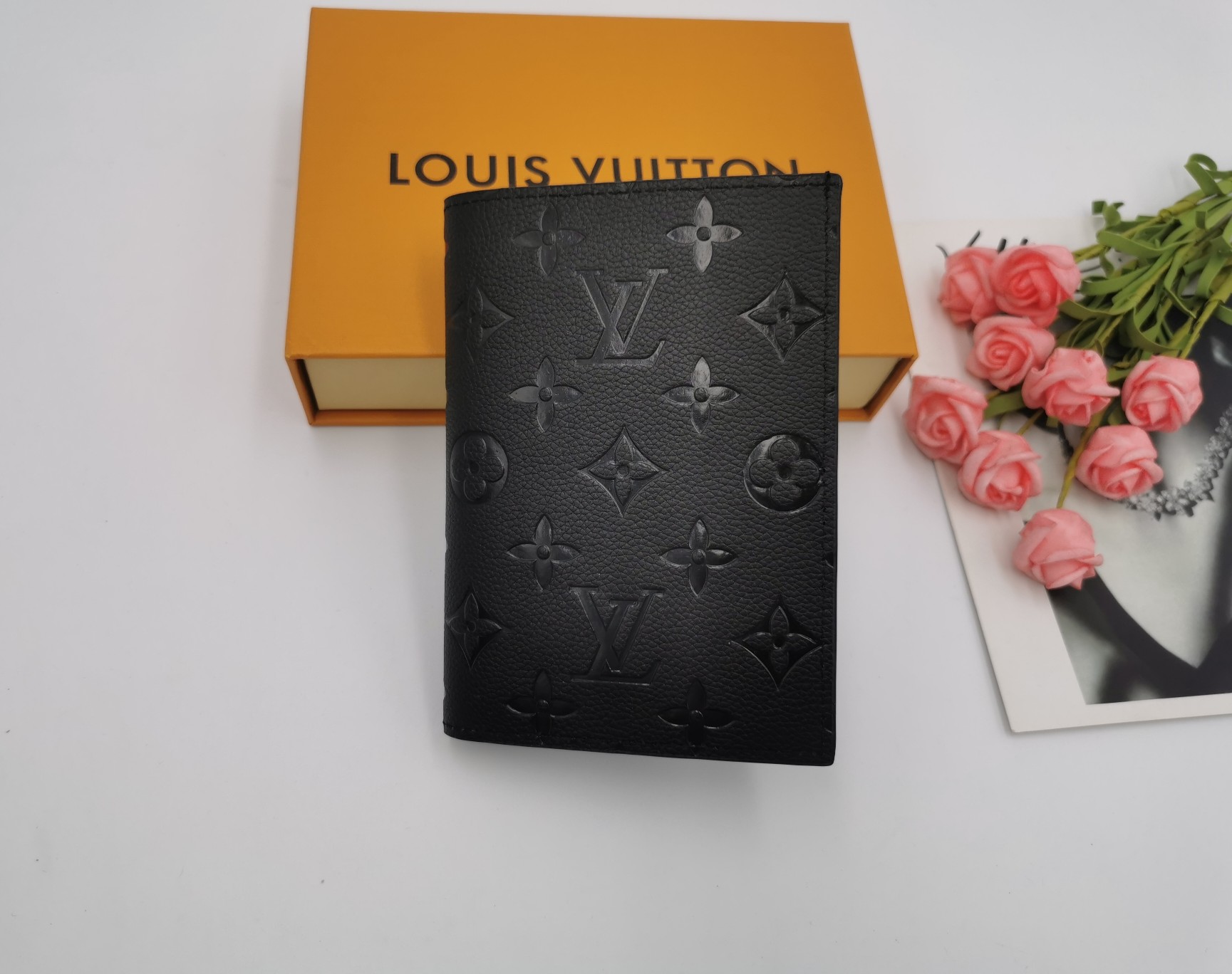 RFID leather passport case front view