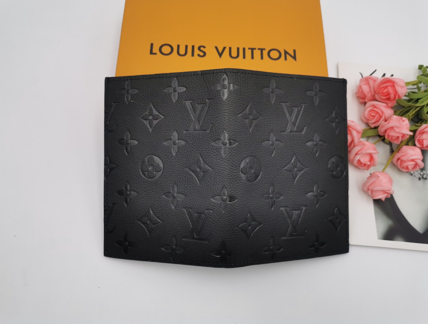 Leather passport case inside view