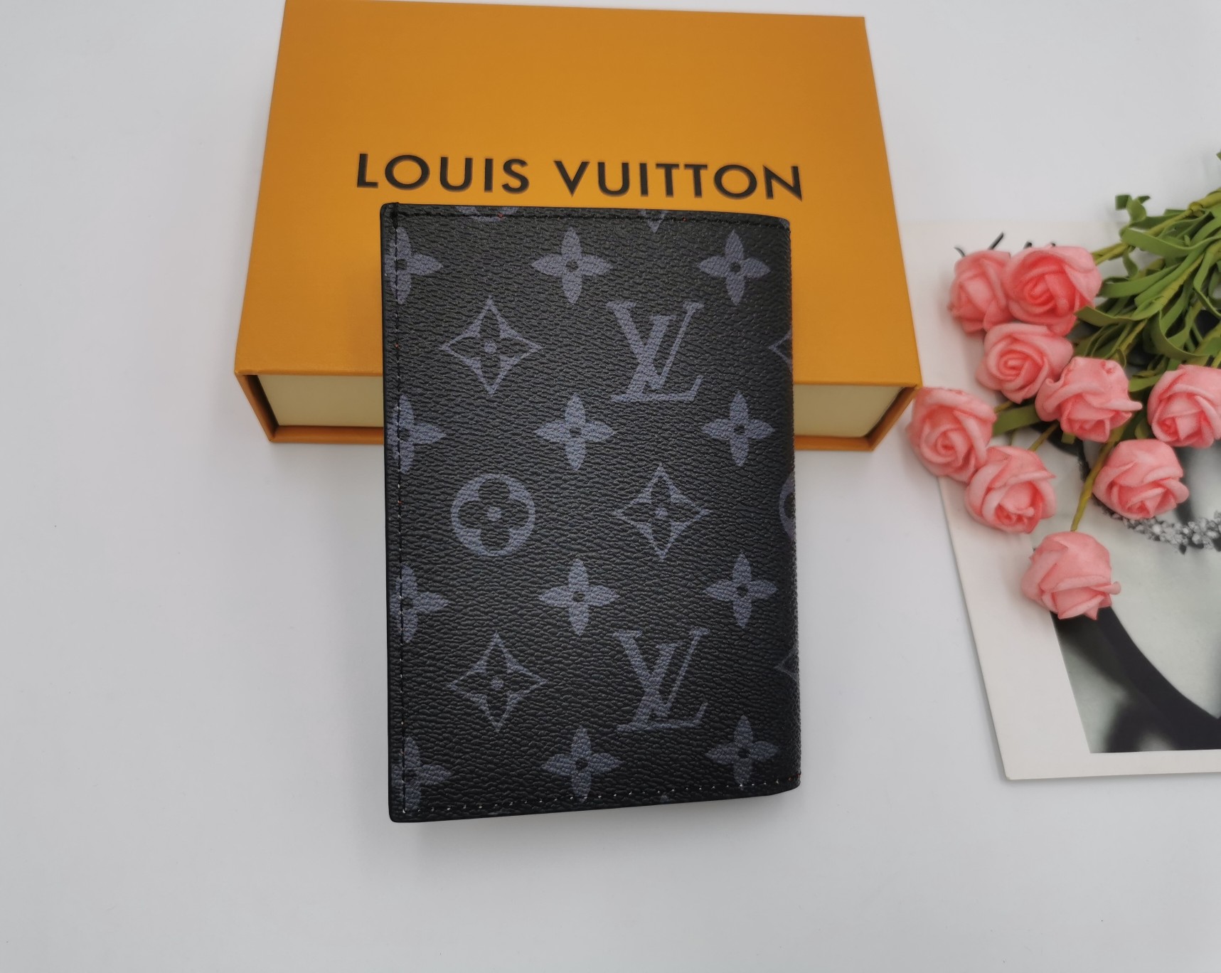 Passport wallet open and organized with passport and cards