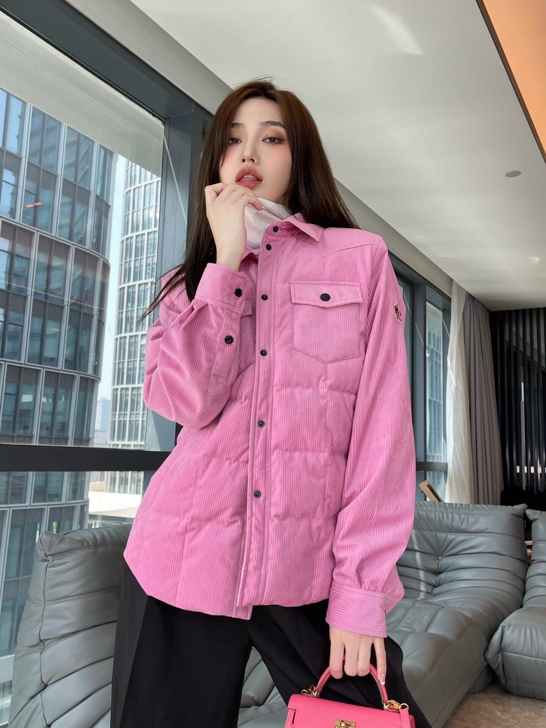 Moncler灯芯绒90鹅绒羽绒外套