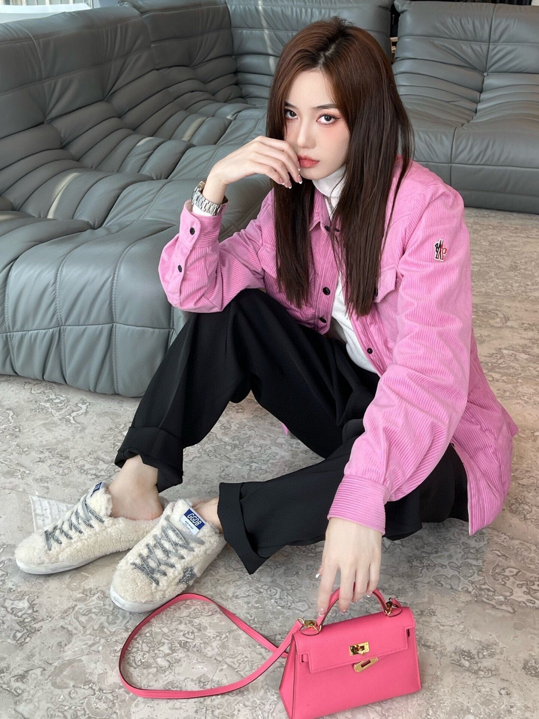 Moncler灯芯绒90鹅绒羽绒外套