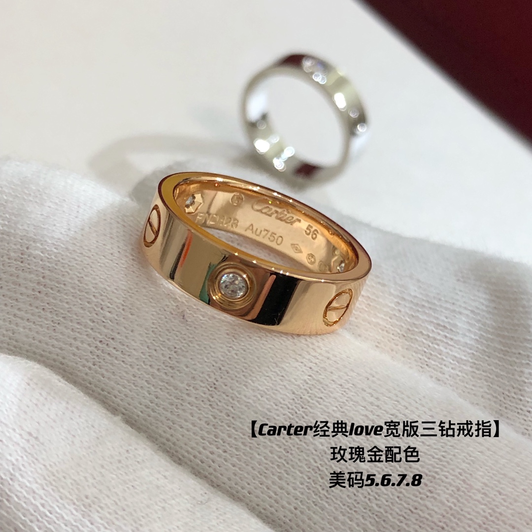 Love Collection Wide 3-Diamond Ring (Includes Full Packaging - Comprehensive 4