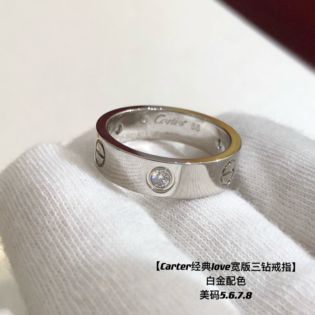 Love Collection Wide 3-Diamond Ring (Includes Full Packaging - Comprehensive 6