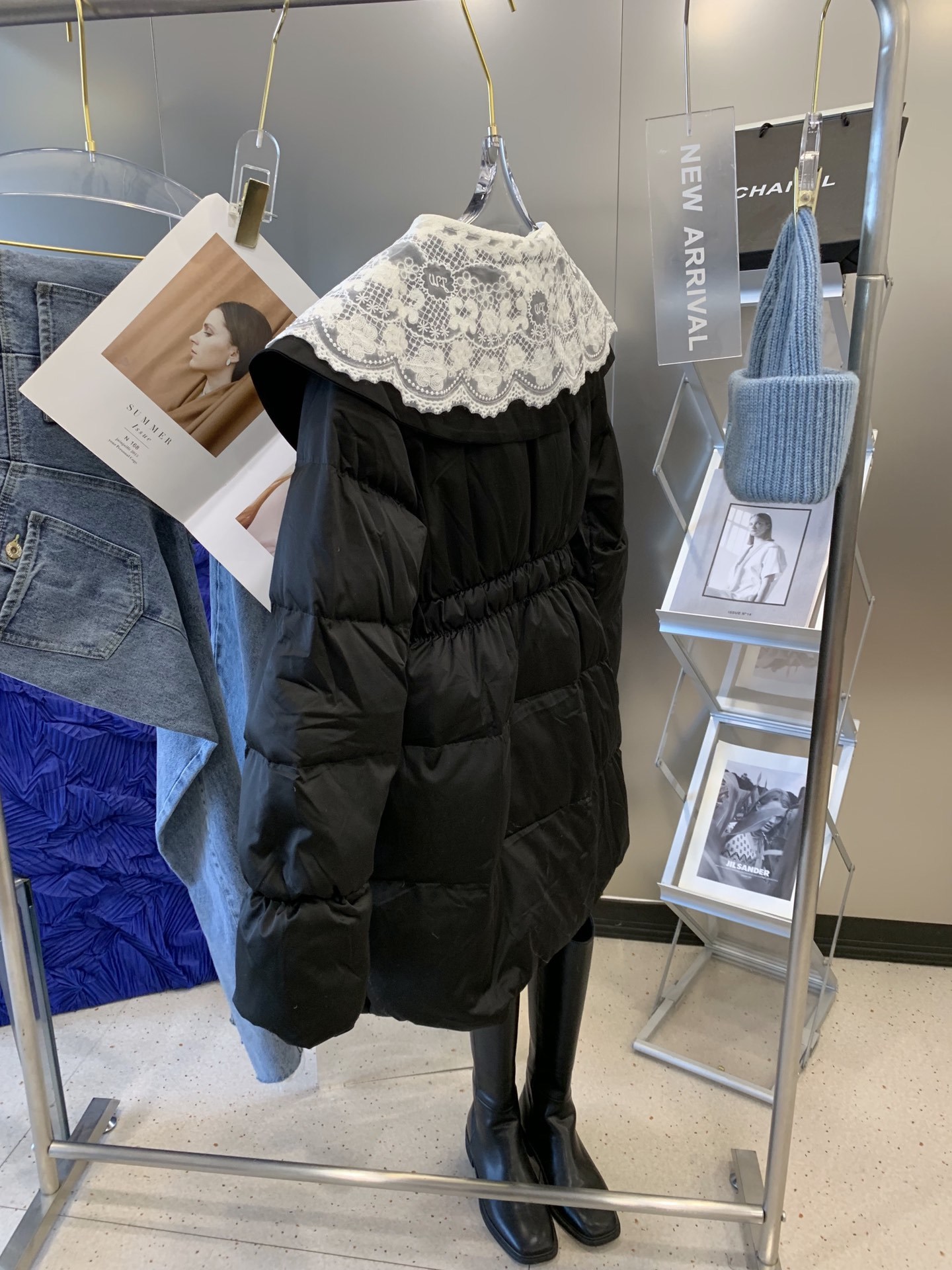 ️chanel蕾丝领娃娃羽绒服S衣长