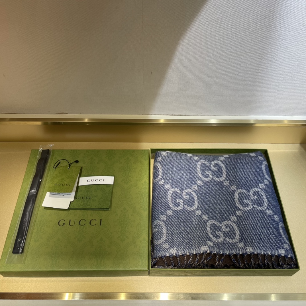 Gucci Scarf Buy Cheap
 Blue Brown Navy Cotton Wool