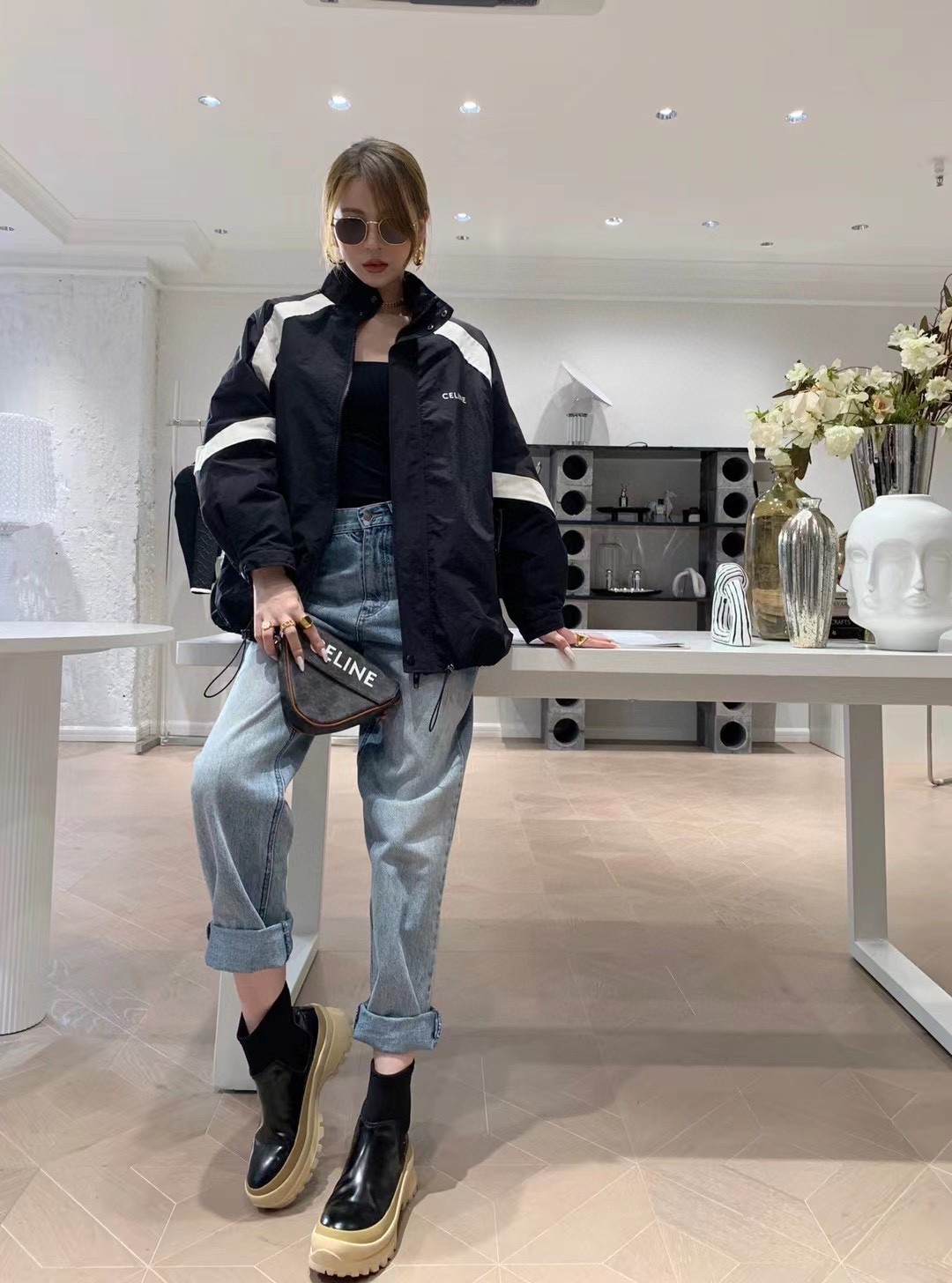 celine后背字母棉服外套面料涤纶
