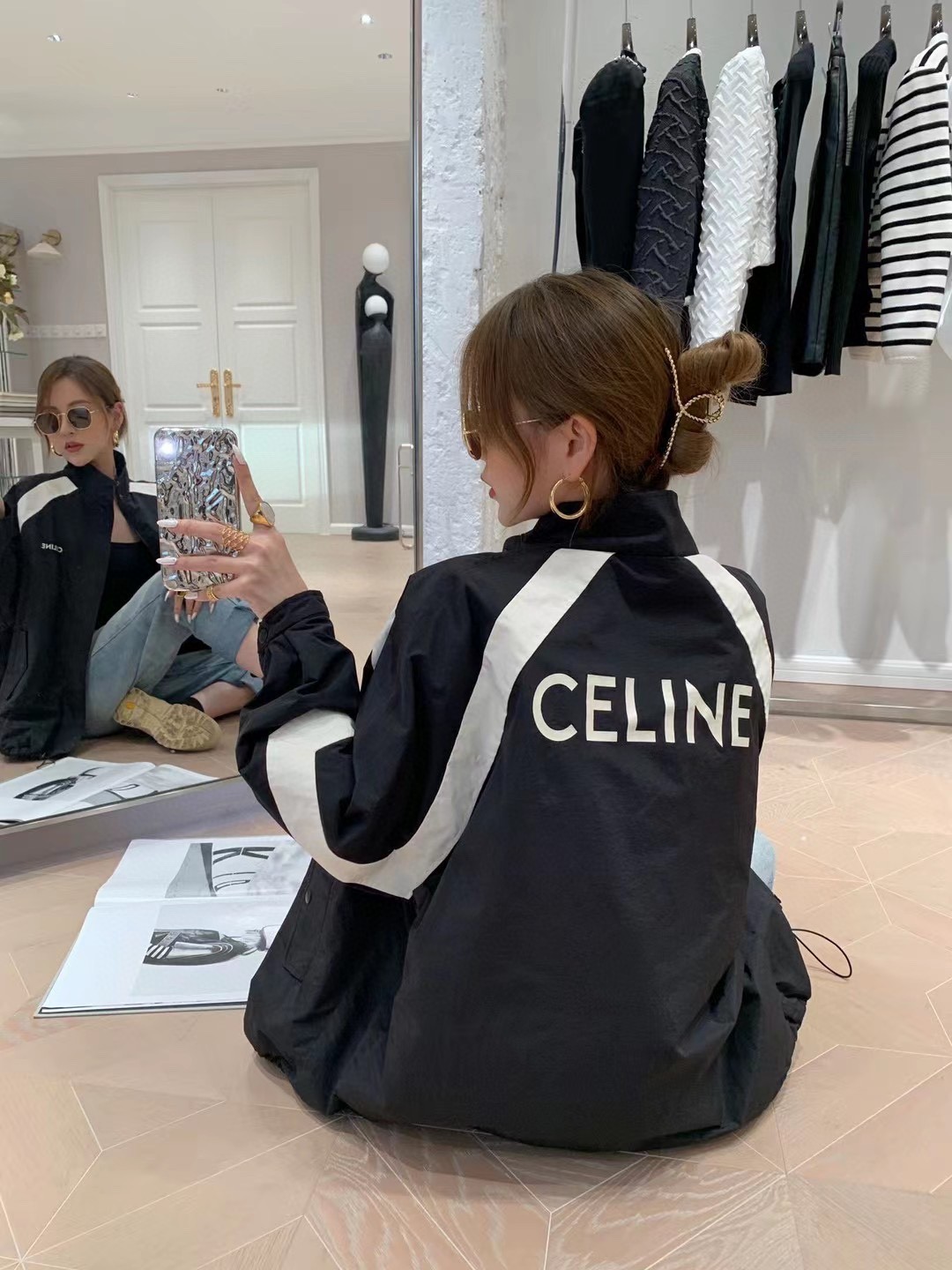 celine后背字母棉服外套面料涤纶
