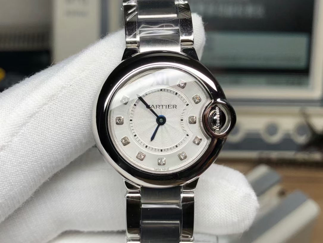 Cartier 钻刻度小号石英蓝气球 28mm