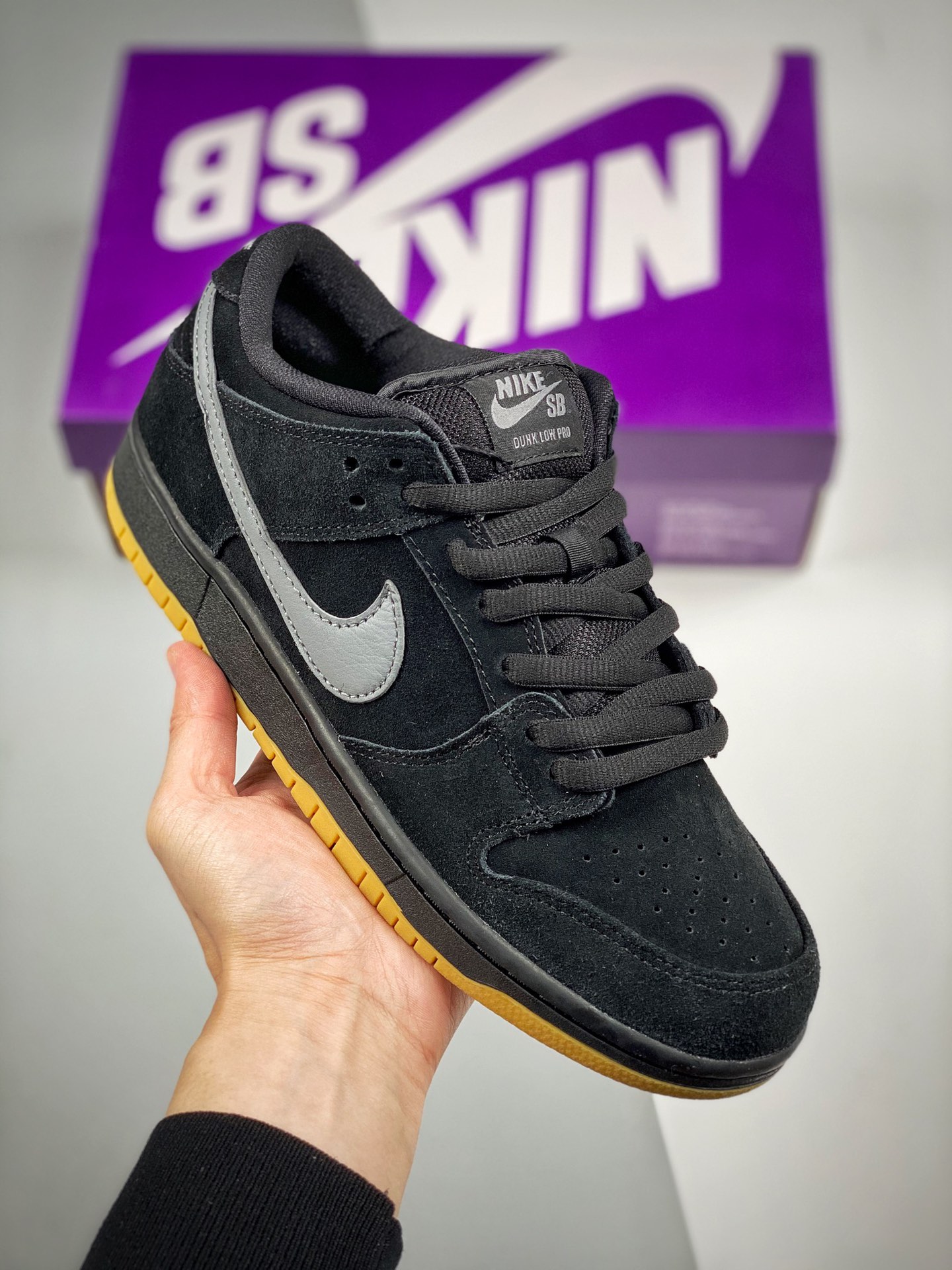 NK SB Dunk Low "Tog" negro caucho, producto original puro de gran fábrica, fotos reales primer lanzamiento, material de…