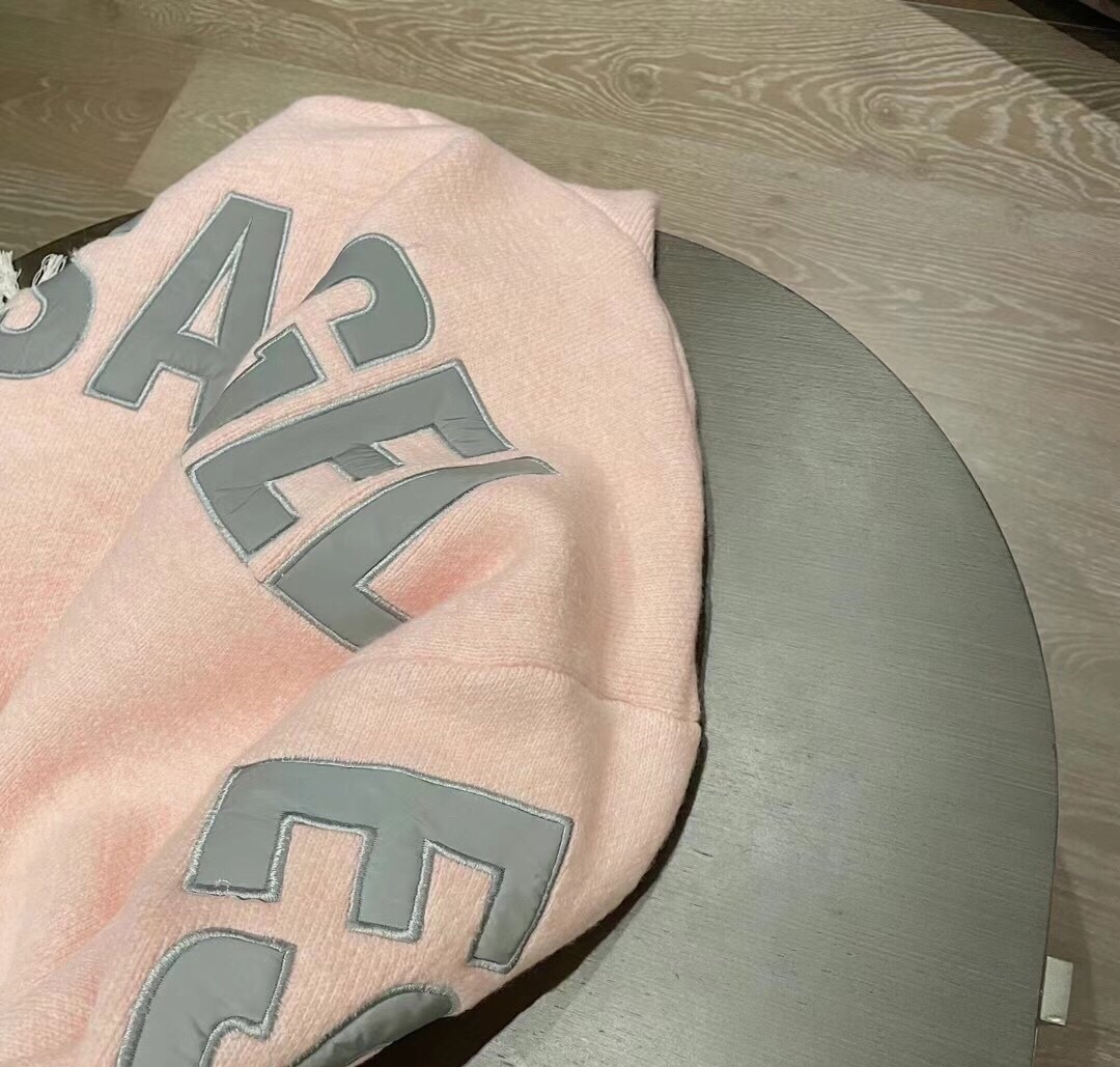 小众背反光字母加厚针织拉锁帽衫黑色灰