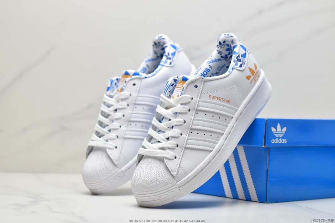 160 adidas Originals Superstar”White/Blue And White Porcelain”板鞋HO0186