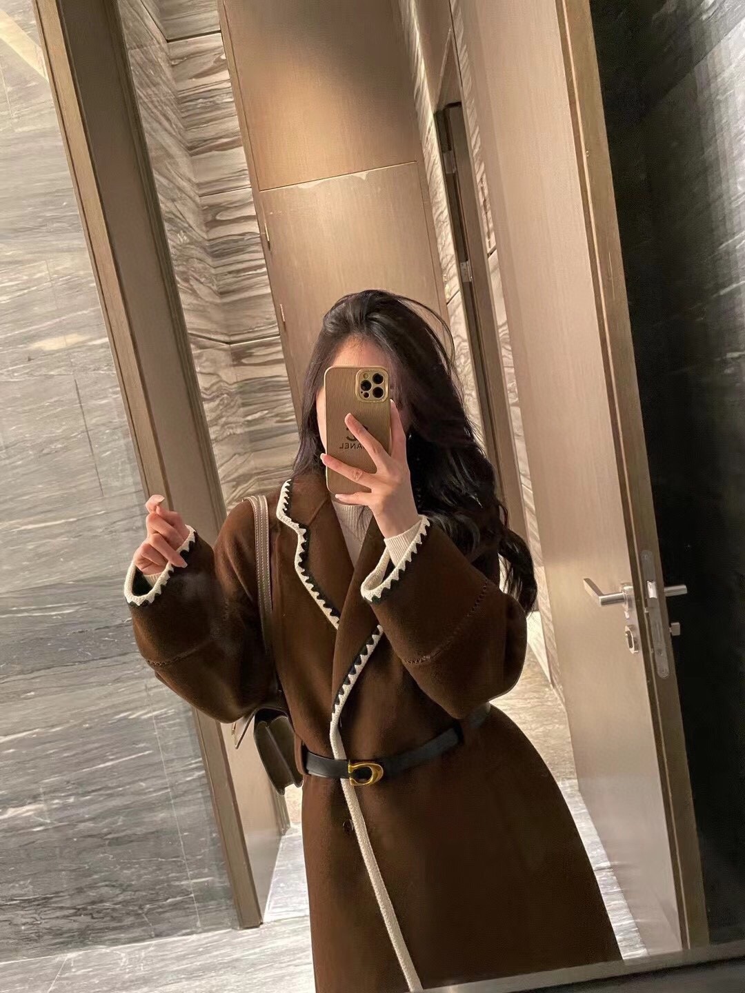 chanel小香风提花包边羊绒大衣C