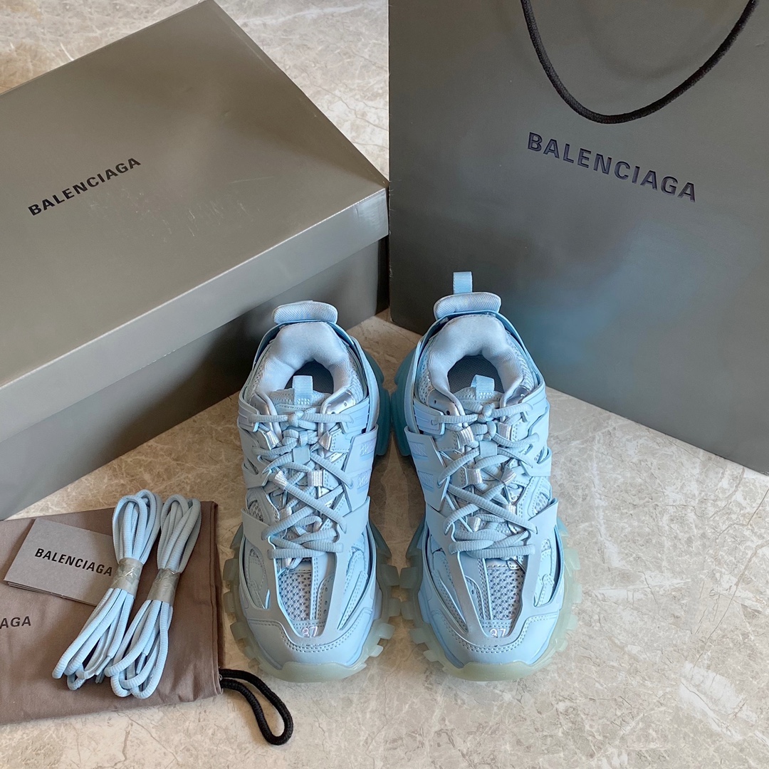 Cola de colchón de aire azul hielo Balenciaga · Balenciaga 2021ss nuevo nuevo color Track 3.0 zapatos para papá de terc…