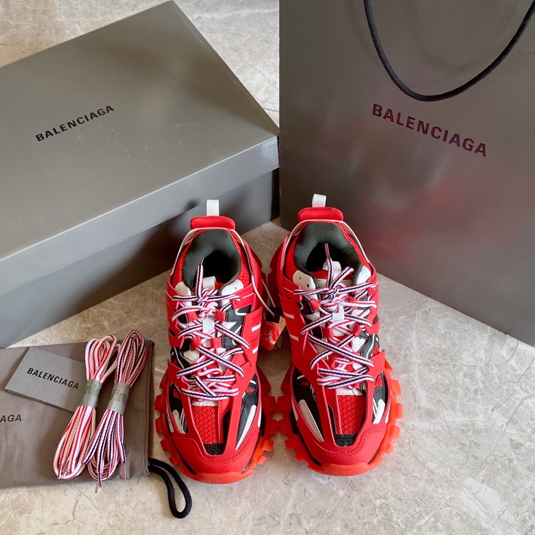 Cola de colchón de aire negro y rojo Balenciaga · Balenciaga 2021ss nuevo nuevo color Track 3.0 zapatos para papá de te…