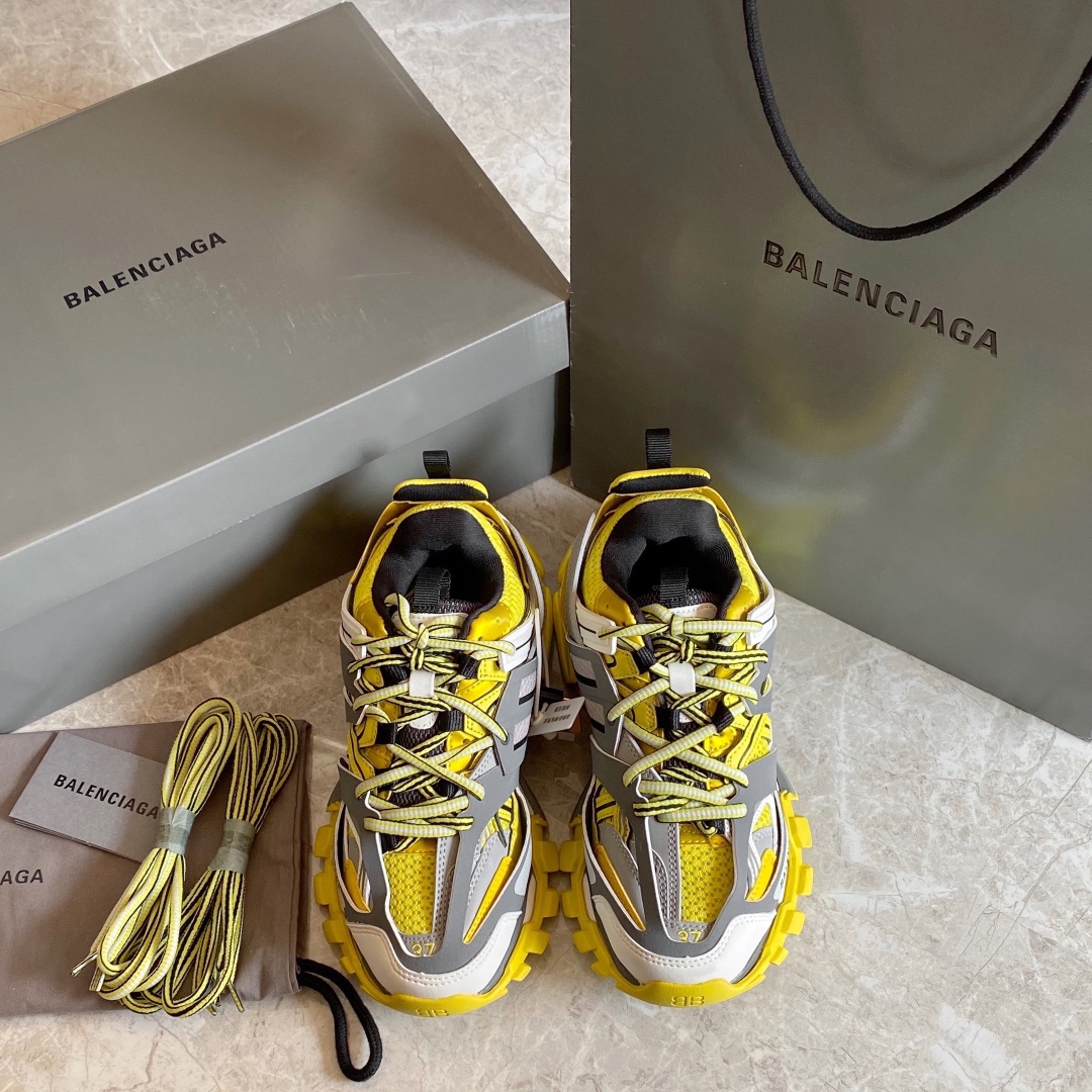 Balenciaga gris y amarillo · Balenciaga 2021ss nuevo color Track 3.0 zapatos para papá de tercera generación, zapatos d…