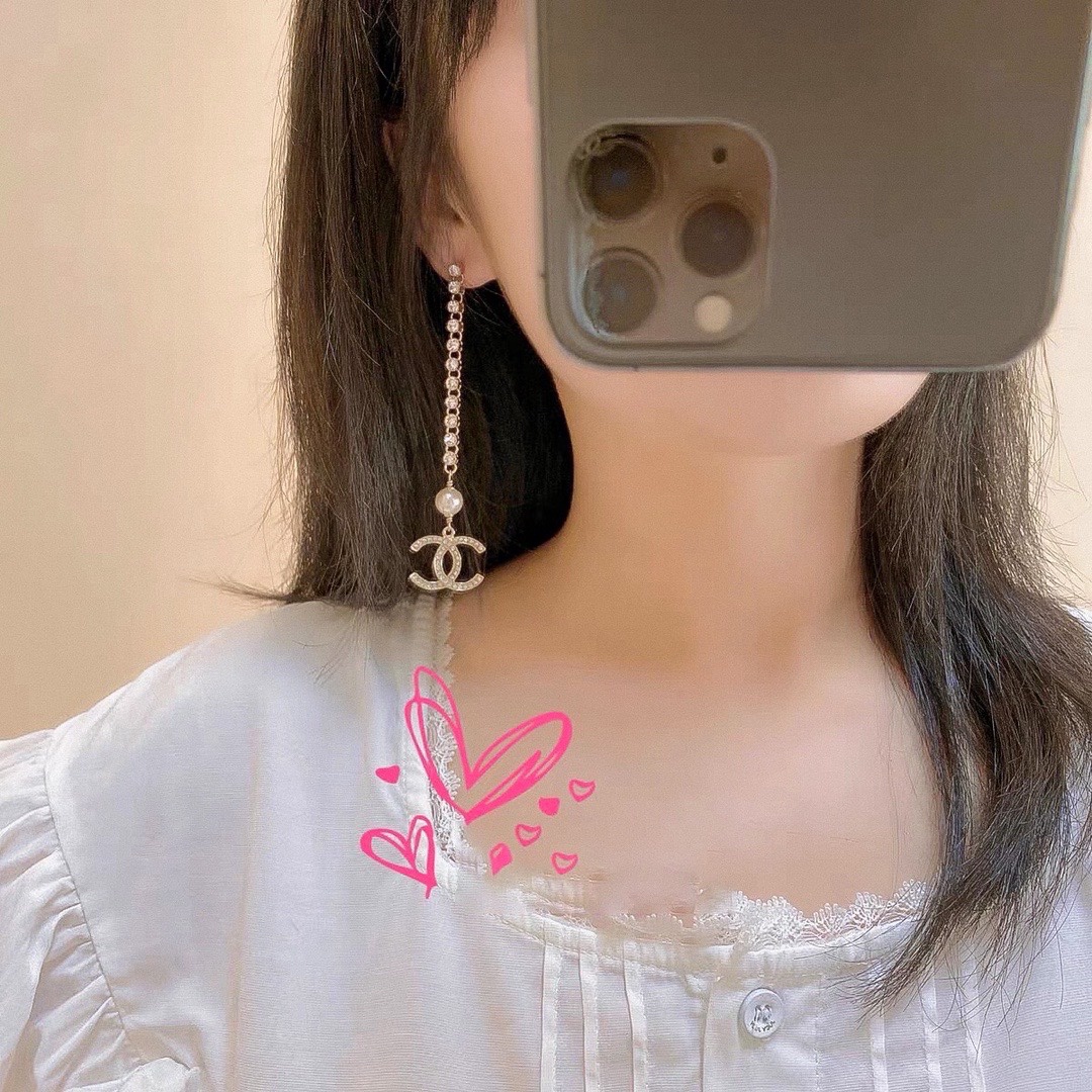 新款☑️CHANEL香奈儿双c珍珠耳钉耳环