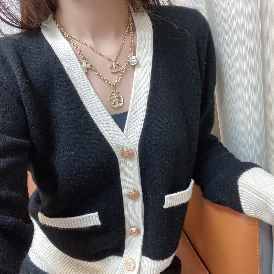 新款☑️CHANEL香奈儿双层双c项链