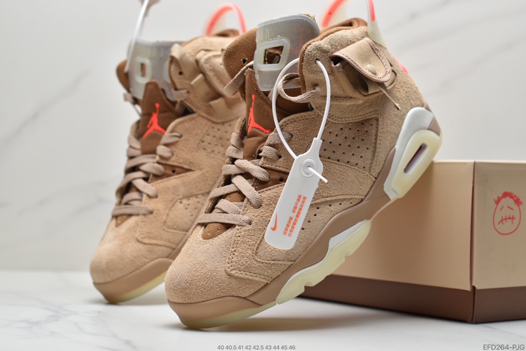 390 Travis Scott x Air Jordan 6 Retro SP”British Khaki”AJ6代乔丹复古休闲文化篮球鞋DH0690-200