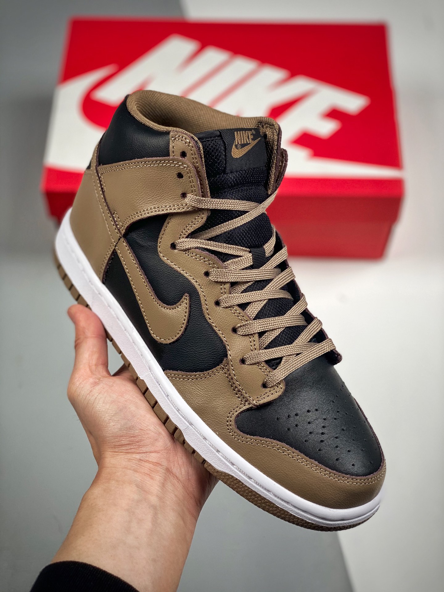 NIKE DUNK SB HI negro y marrón, producción original de fábrica grande, lanzamiento inicial con fotos reales, material d…