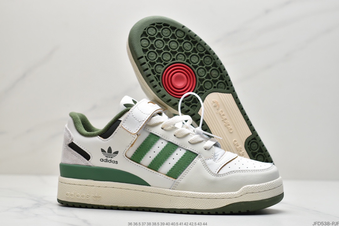 170 Adidas三叶草 Originals Forum 84 Low 罗马系列魔术贴低帮复古系带百搭休闲运动板鞋“麂皮牛仔蓝白流苏线头”GW0298
