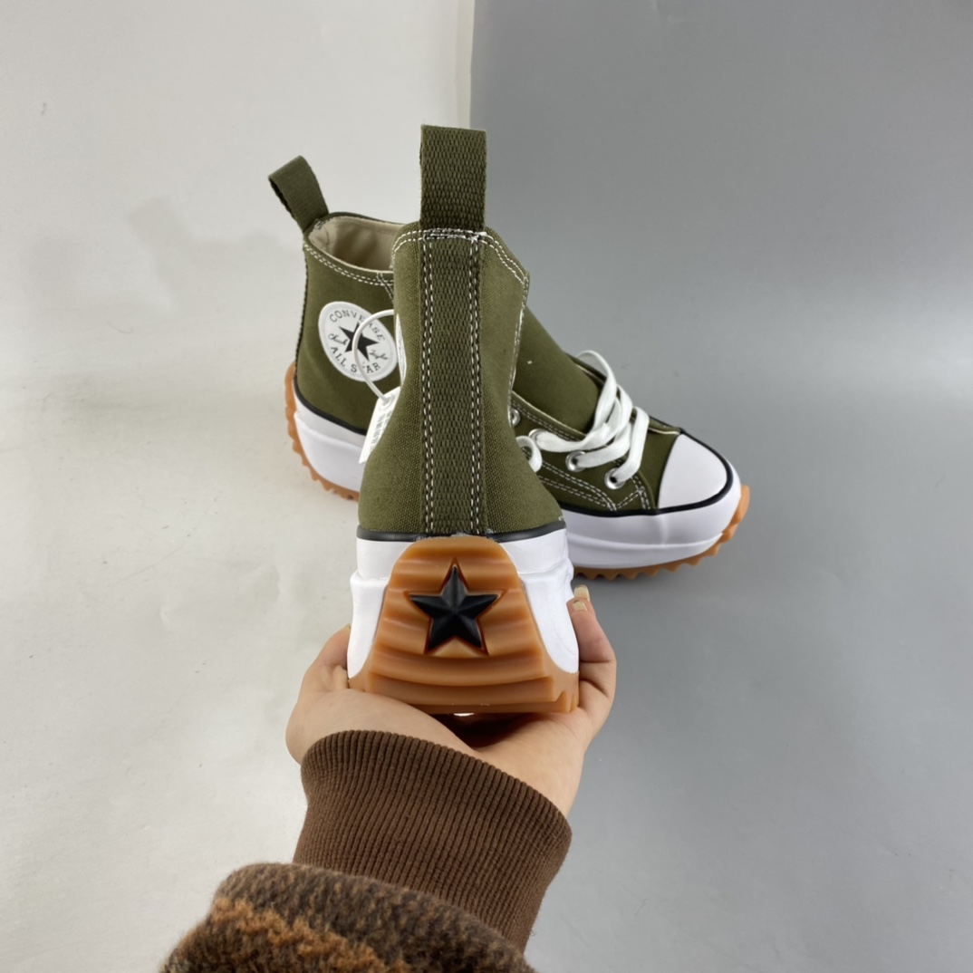 P140  Converse  Run Star Hike 匡威复古军绿厚底运动鞋 171667C