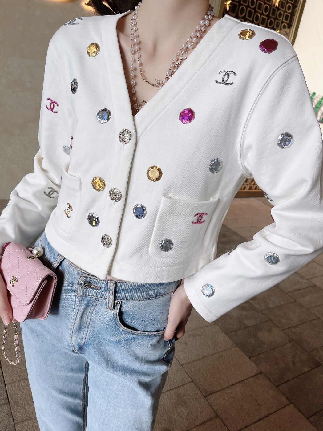chanel钻石珠宝开衫s肩宽42胸