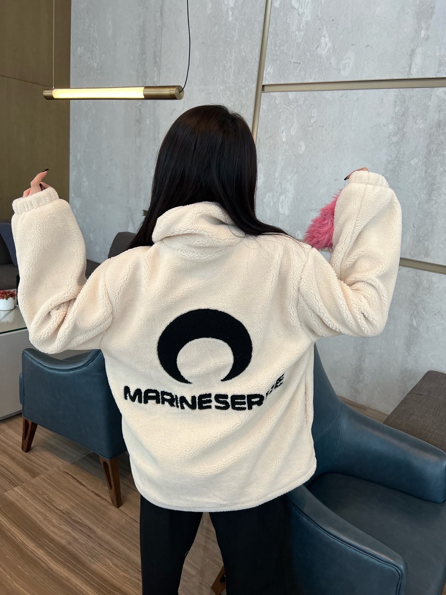 MS月亮刺绣毛绒卫衣s肩宽50胸围1