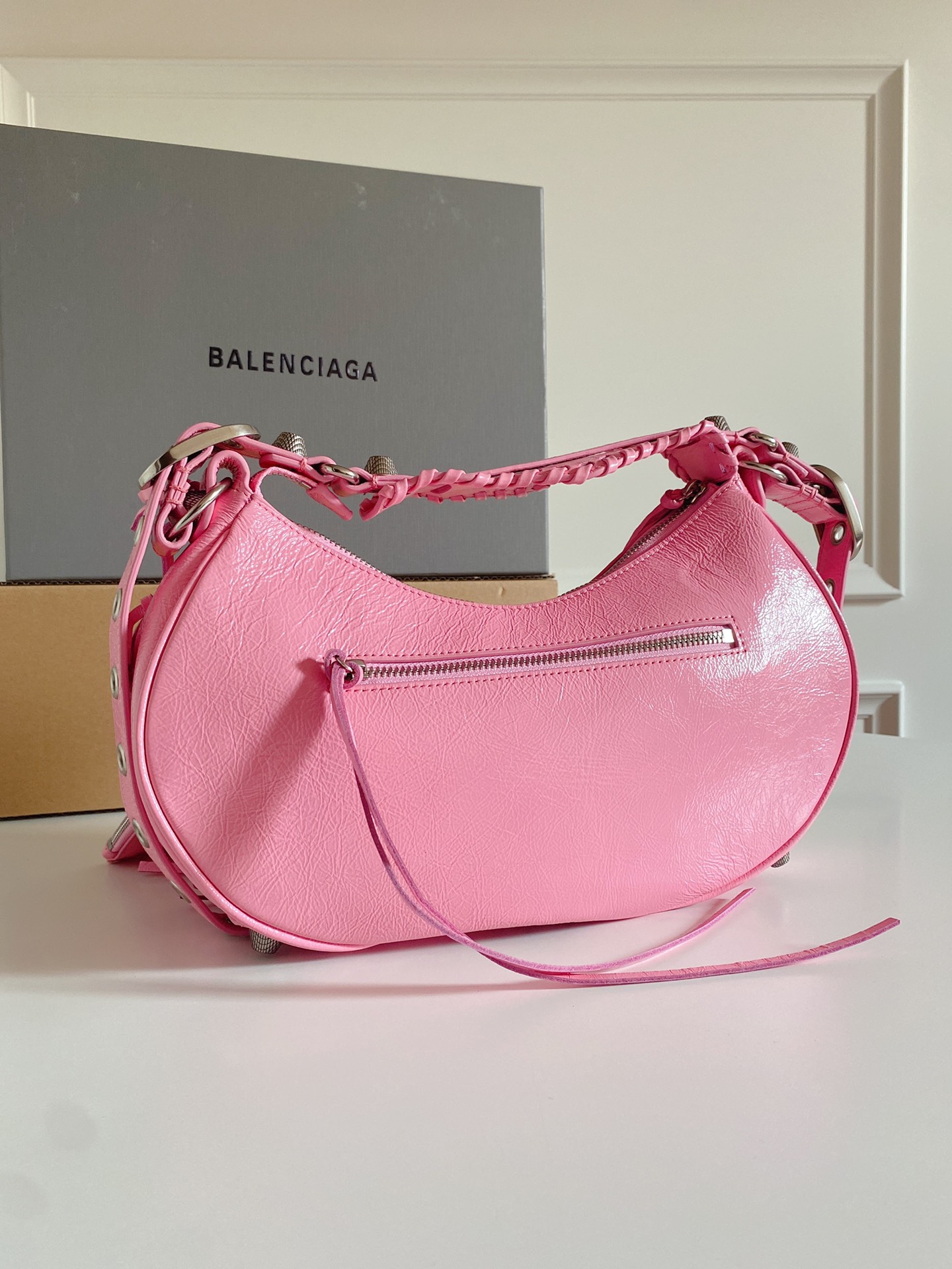 cowhide large pink / moon bag / dumpling bag 3