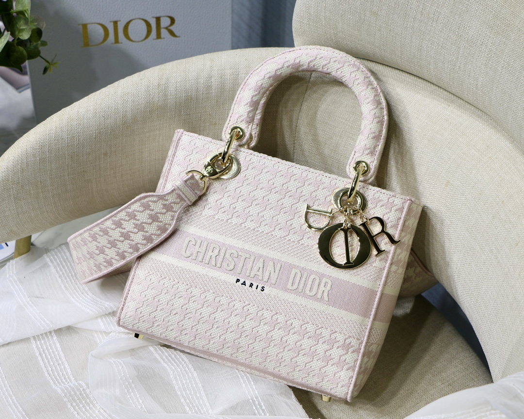 Dior Lady D-Lite стёганая вышивка с узором каннаж, ручная сумка с широким ремнём, средний размер