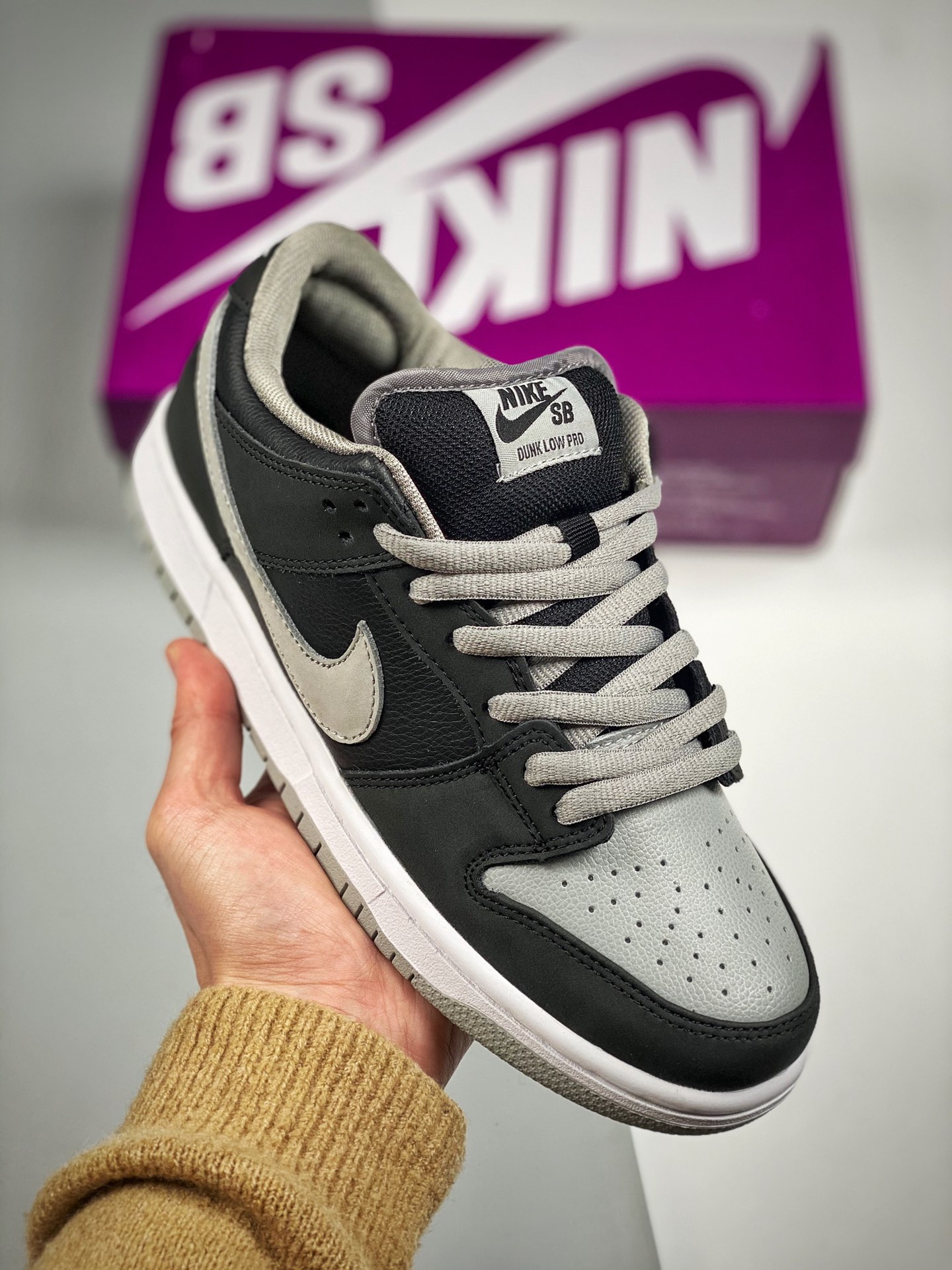 NK Dunk LOW Pro negro gris, sombra, materiales originales de primera capa, forma exclusiva procesada por destilación, o…