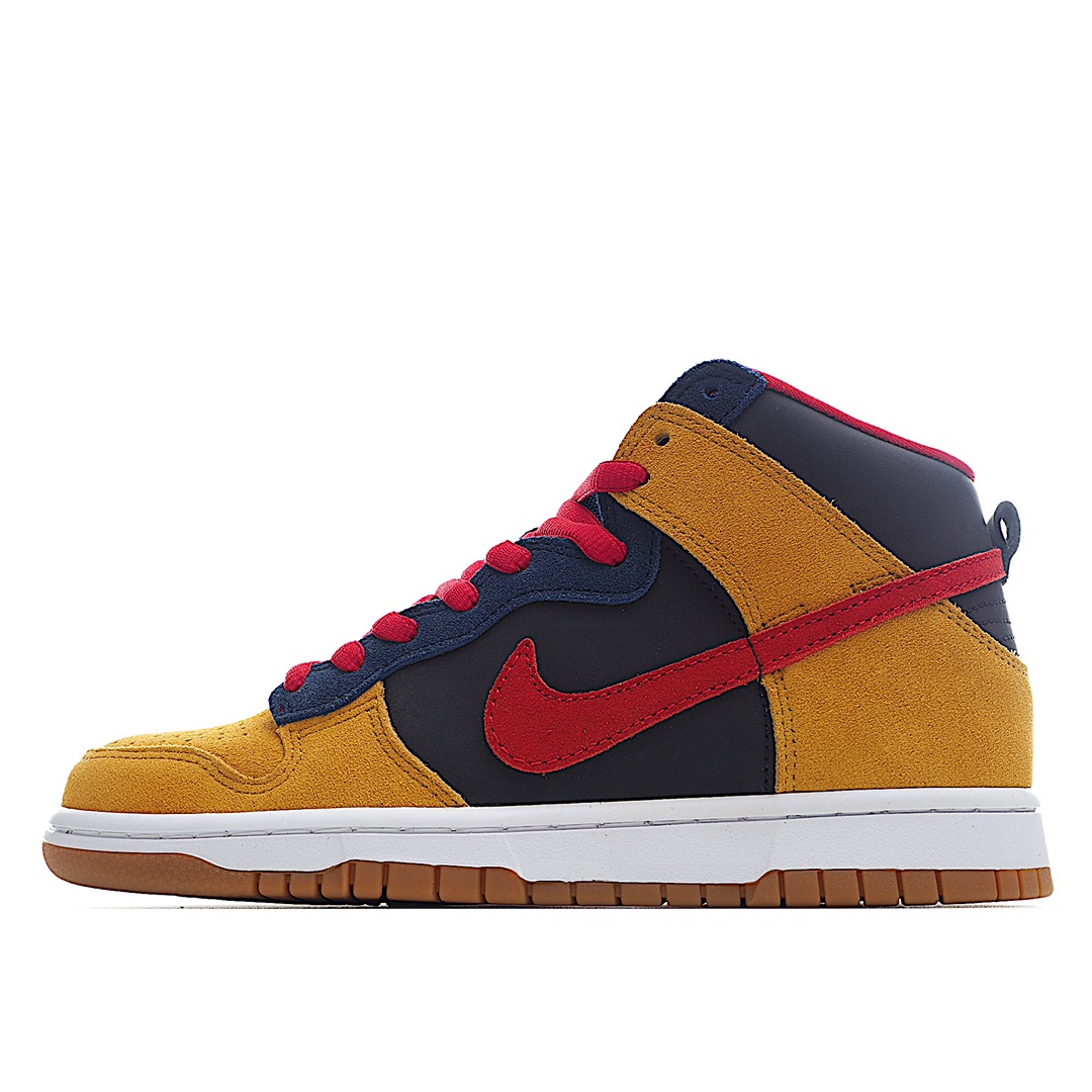 I0 NK SB Dunk High Pro 扣篮高帮系列低帮休闲运动滑板鞋 枫叶红蓝 313171- K0 中底部分加入了脚感柔软舒适ZoomAir气垫 有效吸收滑板等极限运动在落地时带来的冲击力，为街头运动者们提供更好的保护