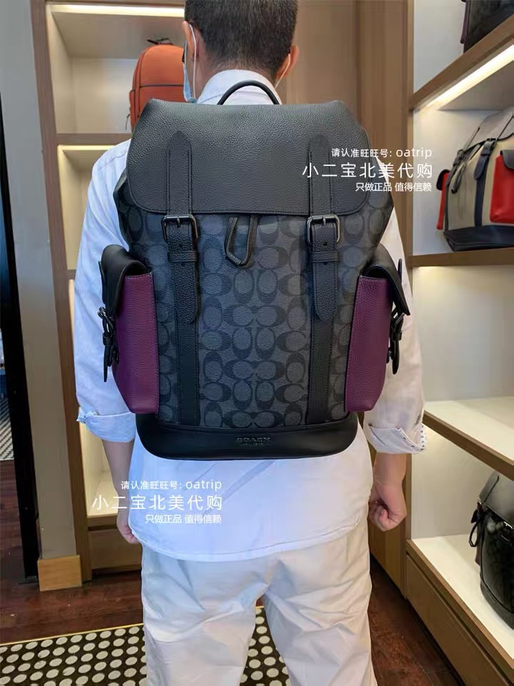 Coach coach蔻驰5414奥莱新款男士Hudson马车 双肩包旅行包尺寸CM*42CM*13纯色/牛皮 印花/PVC