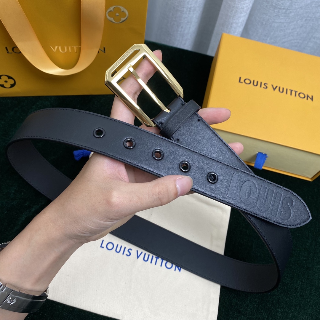 Louis Vuitton Belts Men Calfskin Cowhide