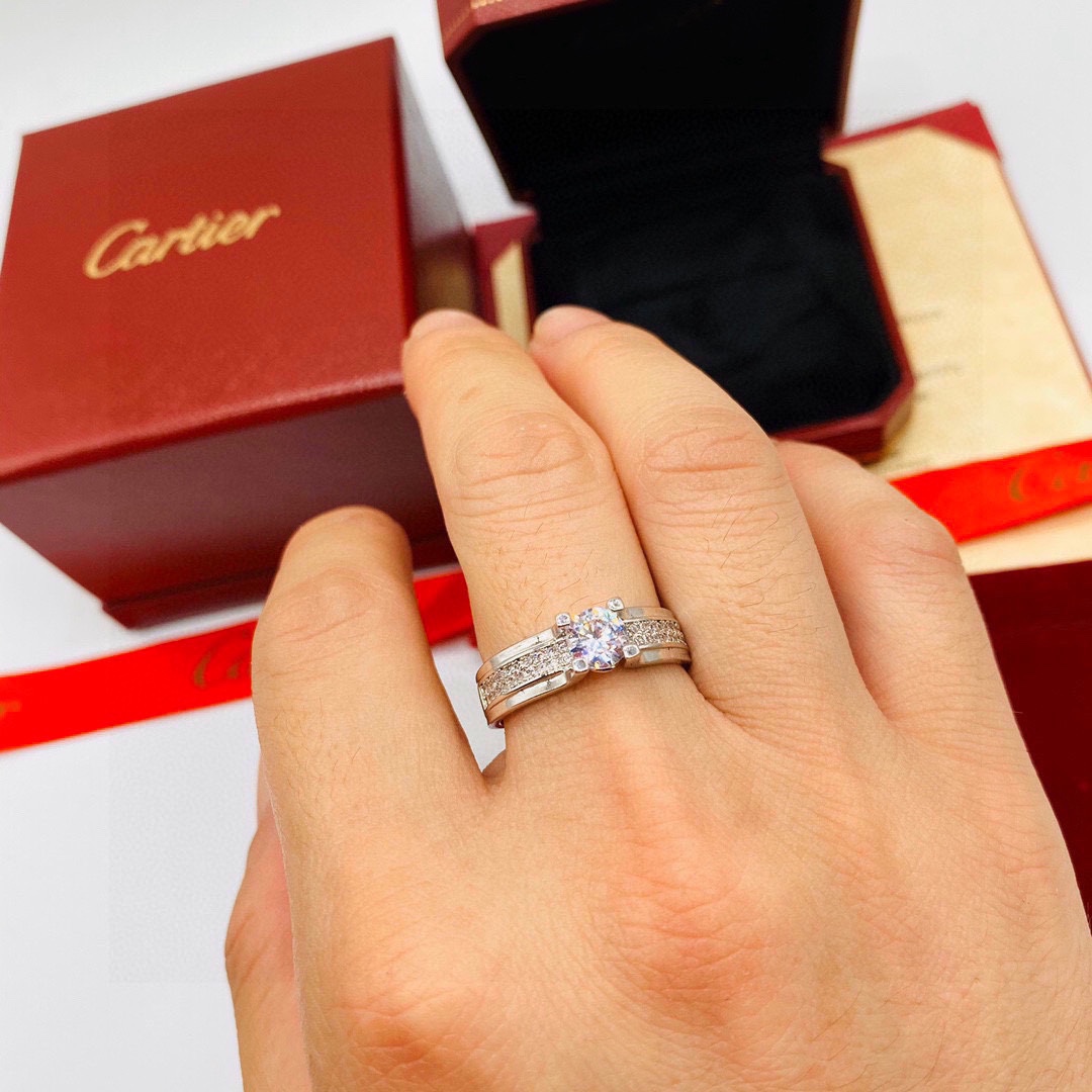 Cartier Joyas Anillo Platino Incrustados con diamantes Hombres PT 950 platino