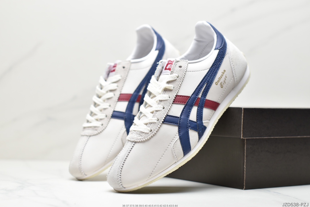 150 鬼塚虎/Onitsuka Tiger Runspark 火星运动系列田径钉复古经典百搭皮革休闲慢跑鞋“皮革米白绿黄LOGO”1183B698-100