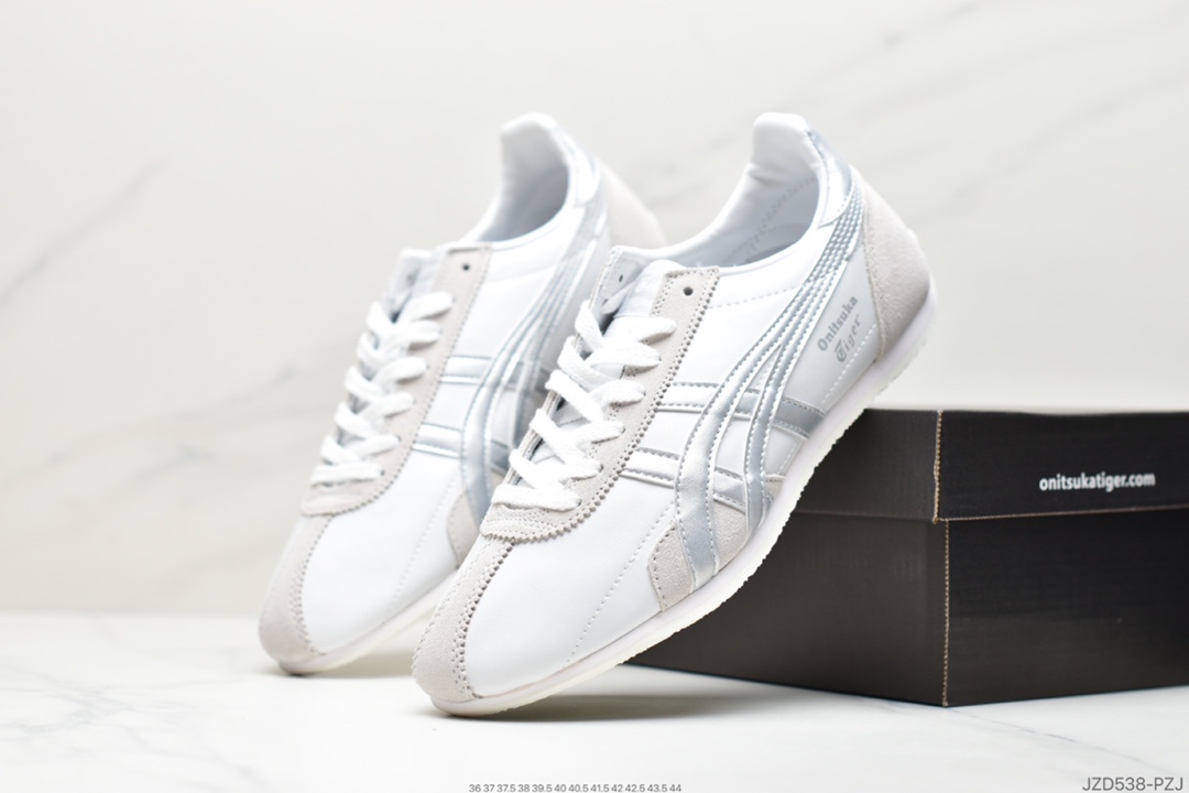 150 鬼塚虎/Onitsuka Tiger Runspark 火星运动系列田径钉复古经典百搭皮革休闲慢跑鞋“皮革米白绿黄LOGO”1183B698-100