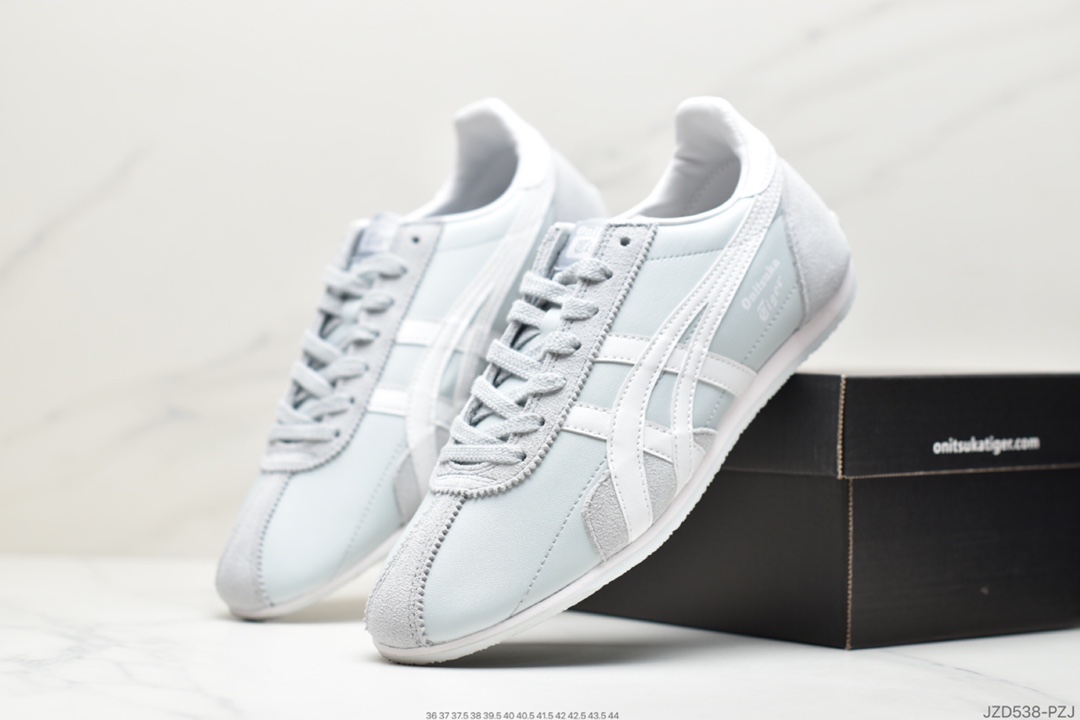 150 鬼塚虎/Onitsuka Tiger Runspark 火星运动系列田径钉复古经典百搭皮革休闲慢跑鞋“皮革米白绿黄LOGO”1183B698-100